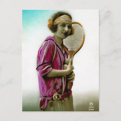 Glamour Tennis Flapper 1920s Vintage Postcard