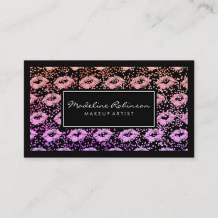 Glamour Vibrant Glitter Kisses Specks Black Border Business Card