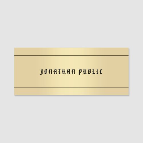 Glamour Vintage Look Old Text Template Faux Gold Name Tag