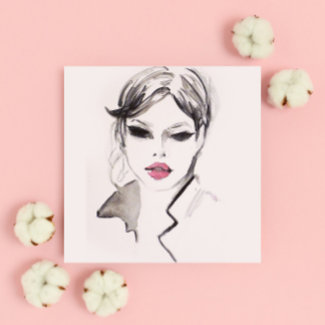 Glamour Watercolor Black and White Woman Portrait 