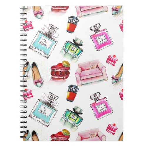 Glamour Watercolor Fashion Seamless Pattern Notebook