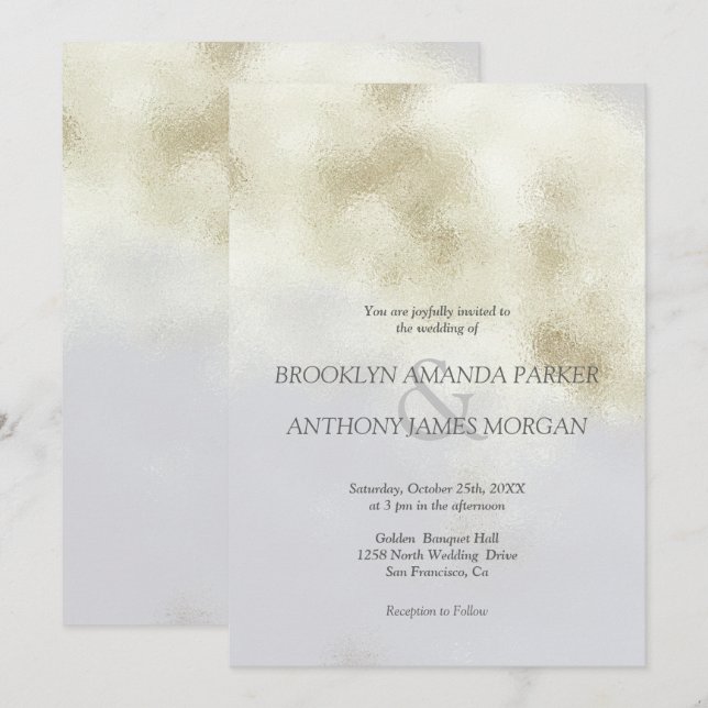 Glamour White Opal Wedding Invitation (Front/Back)