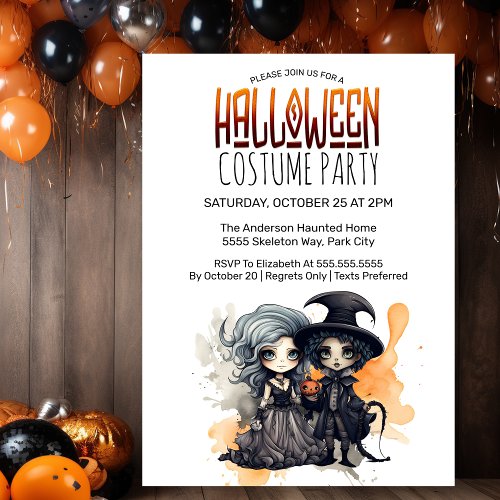 Glamour Witch and Warlock Halloween Costume Party  Invitation