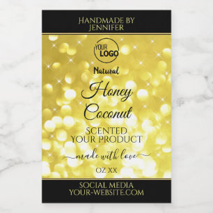 Glamour Yellow Gold Glitter Logo Product Labels