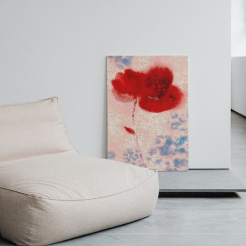 Glamourous Abstract Burgundy watercolor Poppies Canvas Print