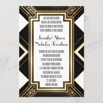 Glamourous Art Deco Geometric Wedding Invitation by Truly_Uniquely at Zazzle