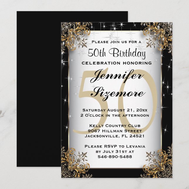 Glamourous Birthday Template - 50th Birthday (Front/Back)