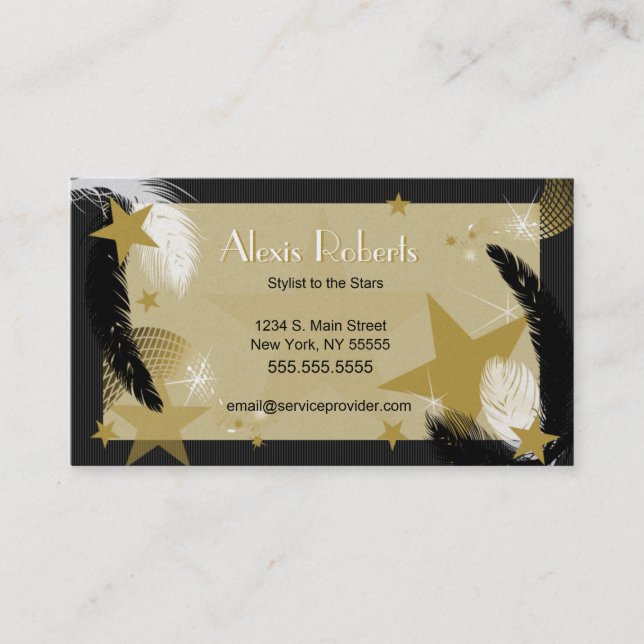 Glamourous Black and Gold Business Card (Front)