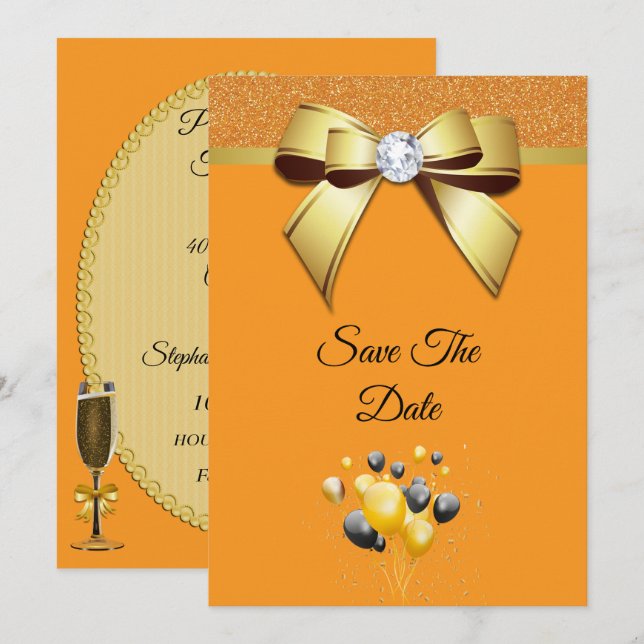 Glamourous Elegance Birthday Party Save The Date (Front/Back)