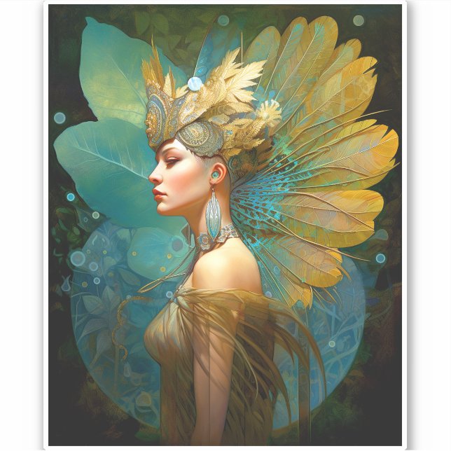 Glamourous Fairy Woman Fantasy Art Sticker (Front)