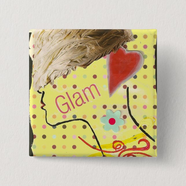 Glamourous Hat "Glam" Pinback Button (Front)