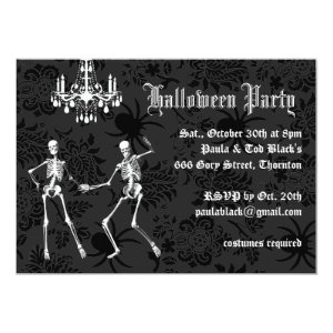 Glamourous Skeletons Halloween Costume Party Card