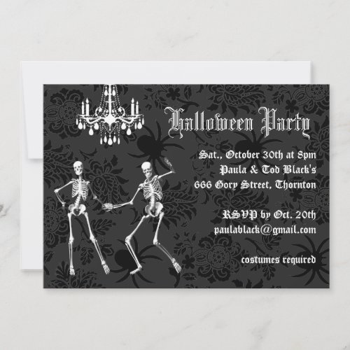Glamourous Skeletons Halloween Invitation