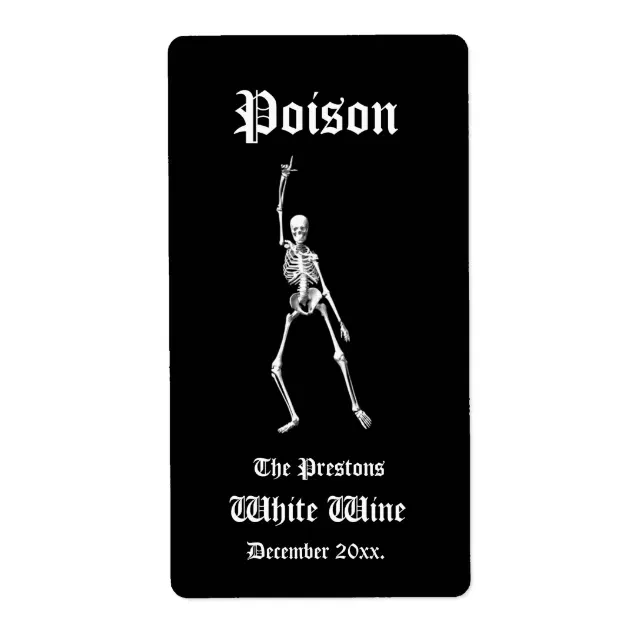 Glamourous Skeletons Poison Wine Label | Zazzle