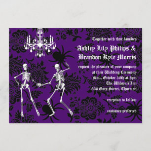 Glamourous Skeletons Wedding Invitation (purple)