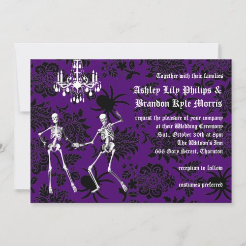 Glamourous Skeletons Wedding Invitation purple