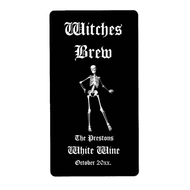 Glamourous Skeletons Witches Brew Wine Label (Front)