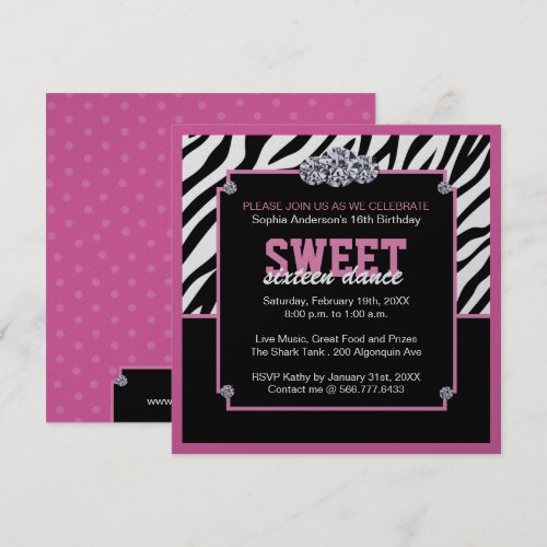 Glamourous Sweet Sixteen Birthday Party Invitation