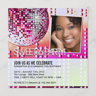 Glamourous Sweet Sixteen Disco Ball Invitation