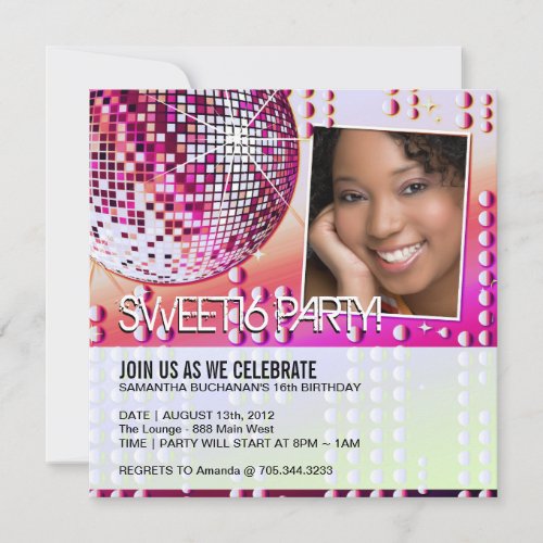 Glamourous Sweet Sixteen Disco Ball Invitation