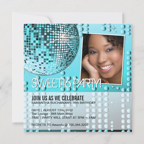 Glamourous Sweet Sixteen Disco Ball Invitation