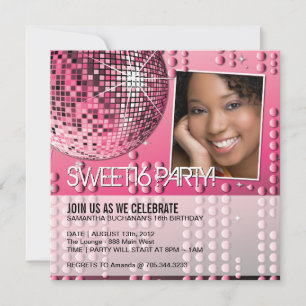Glamourous Sweet Sixteen Disco Ball Invitation
