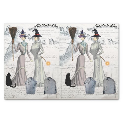 Glamourous Victorian Witches Halloween Collage Tissue Paper