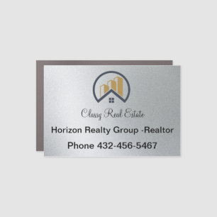 Glamour's Silver Black and White Real Estate Car Magnet