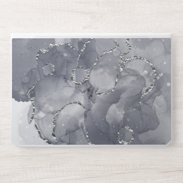 Glamours  White Silver Marble HP Laptop Skin (Front)