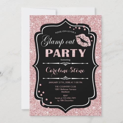 Glamp out Party _ Black Rose Gold Invitation