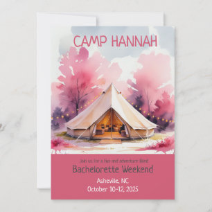 Glamping Bachelorette Weekend Watercolor Invitation