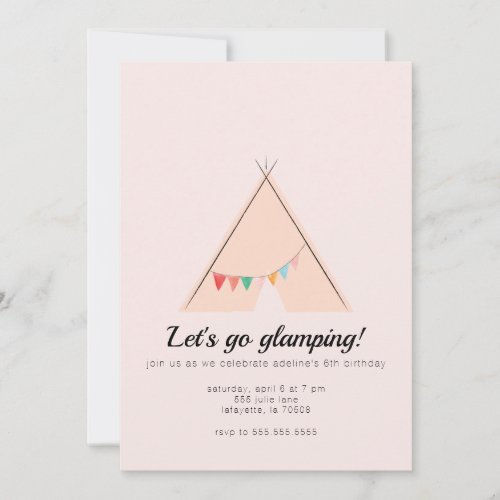 Glamping Birthday Party Invitation