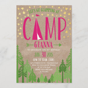 Glamping Birthday Party Invitation for Pennie