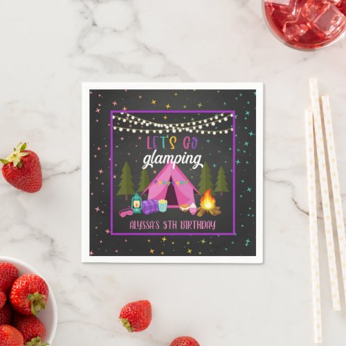 Glamping Birthday Party Napkin _ Custom