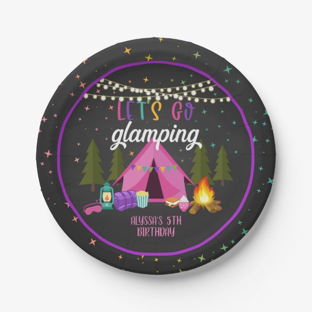 Glamping Birthday Party Plate - Custom (Front)