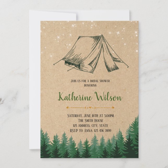 Glamping bridal shower party invitation (Front)