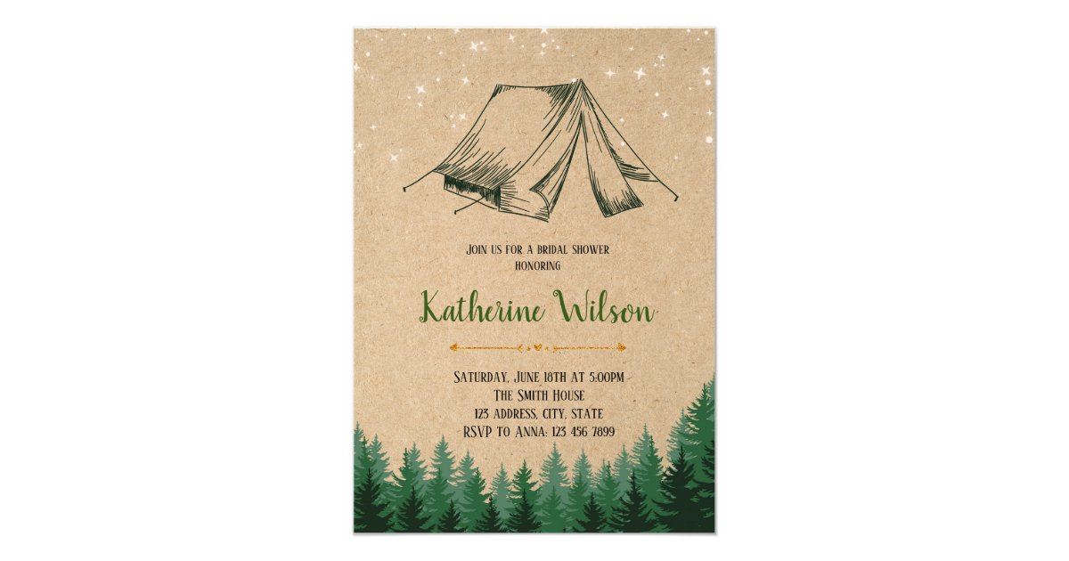 Glamping bridal shower party invitation