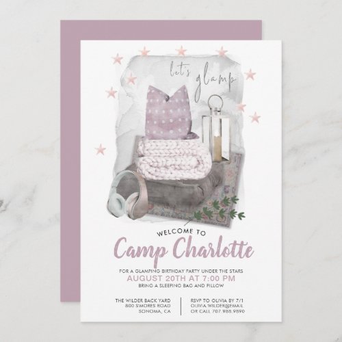 Glamping Camping Birthday Party Under The Stars   Invitation