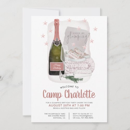 Glamping Camping Birthday Party Under The Stars  Invitation