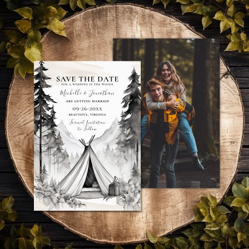 Glamping Camping Mountain Forest Photo Wedding Save The Date