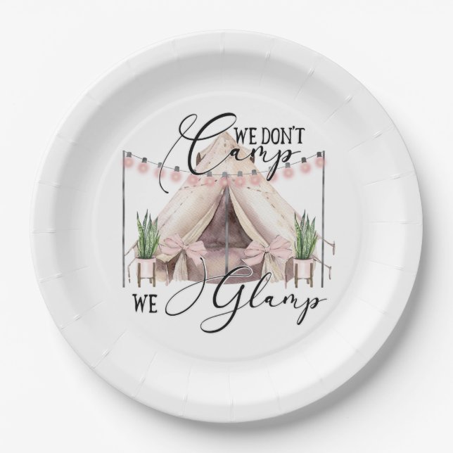 Glamping  Camping  Paper Plates (Front)