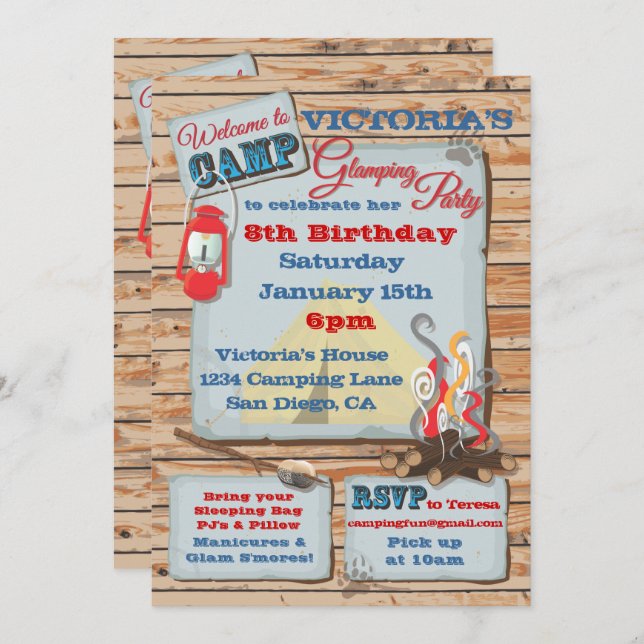 Glamping Camping Party Invitation (Front/Back)