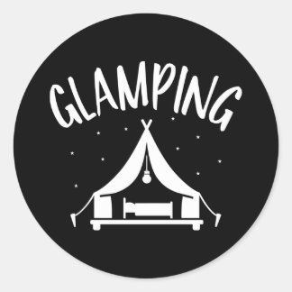 Glamping camping tent classic round sticker