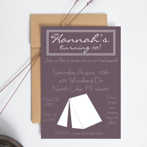 Glamping Campout Birthday Invitation