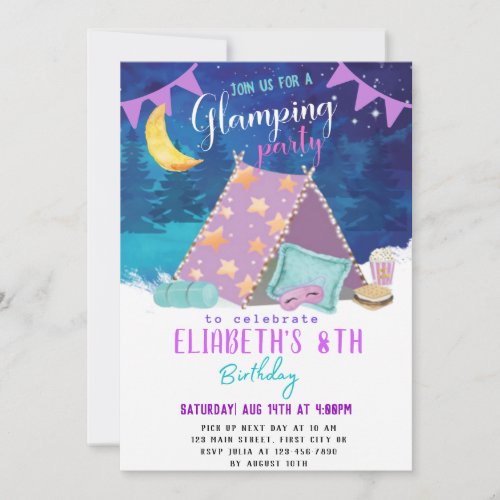 Glamping Different Design Birthday Invitation Card