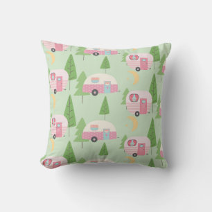 Glamping fun patterned  throw pillow