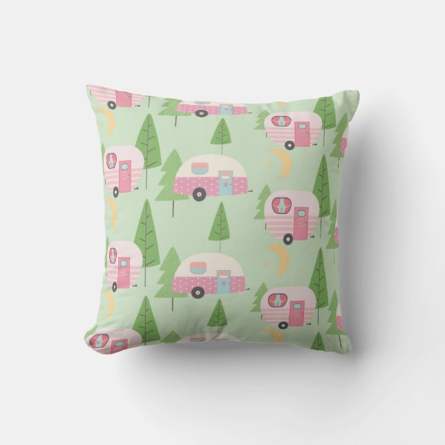 Glamping fun patterned  throw pillow (Front)