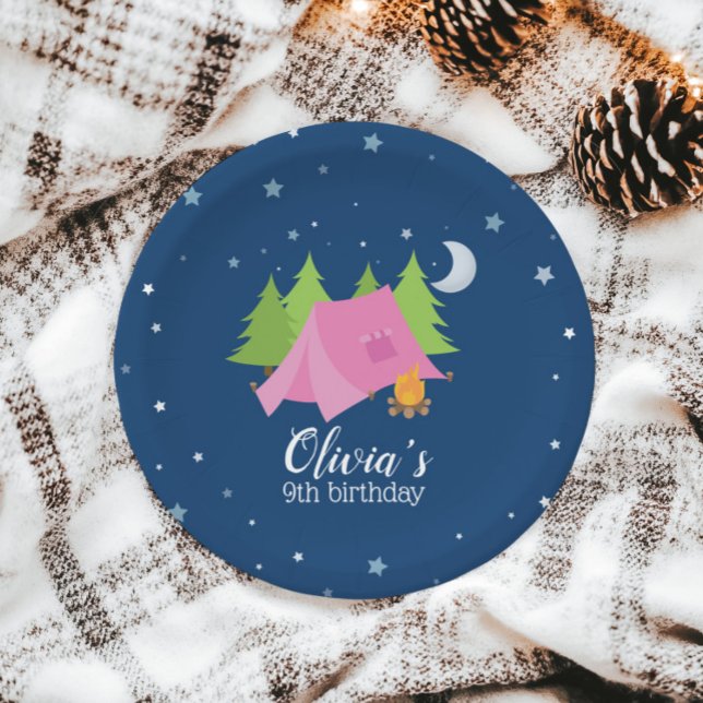 Glamping Girl Camping Birthday Party Plates (Creator Uploaded)