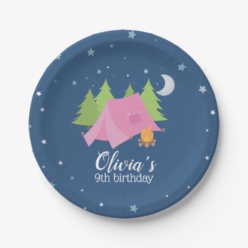 Glamping Girl Camping Birthday Party Plates