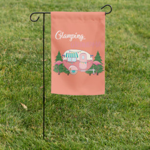 Glamping Grandma Costume Camping RV Flamingos Camp Garden Flag